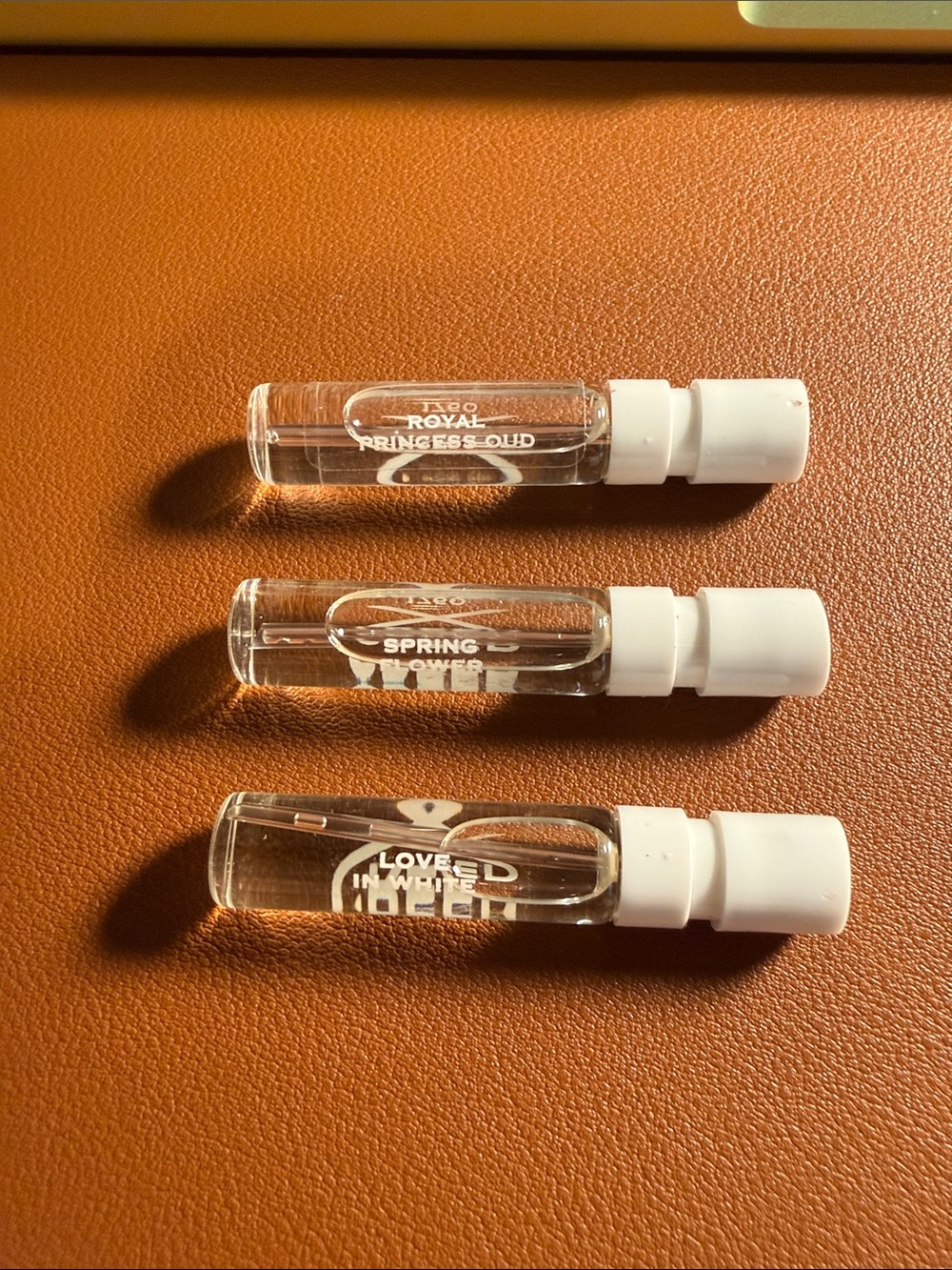 Creed Clear Mini Spray Vials: Spring flower, Love in white an Royal Princess Oud